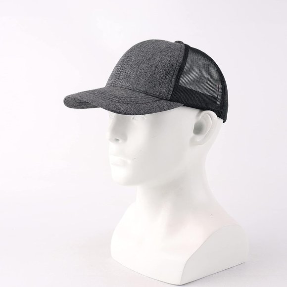 Man Grey Classic Mesh Panels Vintage Baseball Cap - Picture 4 of 6